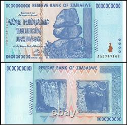 Zimbabwe 100 Trillion Dollars 2008 Banknote UNC Uncirculated AA+ P-91