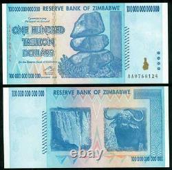 Zimbabwe 100 Trillion Dollars Banknote 1 Piece Genuine UNC Uncirculated AA+ 2008