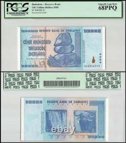 Zimbabwe 100 Trillion Dollars Banknote, 2008, P-91, PCGS 68