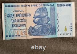 Zimbabwe $100 Trillion Dollars Banknote Unc