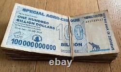 Zimbabwe 50 X 100 Billion Dollar Banknote P64 (50 Pcs.) Aa/ab Used Agro Cheque