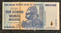 Zimbabwe Banknote. 100 Trillion Dollars. Harare 2008. AA Prefix